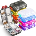 Meekoo 8 Pcs Travel Pill Organizer Pocket Portable Pill Case Daily Container Small Container Medicine Travel med 10 Compartments för Purse Fish Oil Medicine (Multicolor)