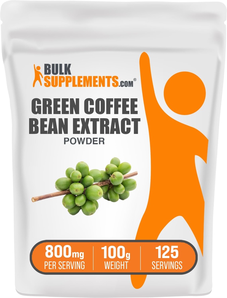 BulkSupplements Green Coffee Bean Extract Powder - Green Coffee Bean lisäravinteet - energiatuki, gluteeniton, 800mg per tarjoilu, 100g (3.5 oz) (pakkaus 1)