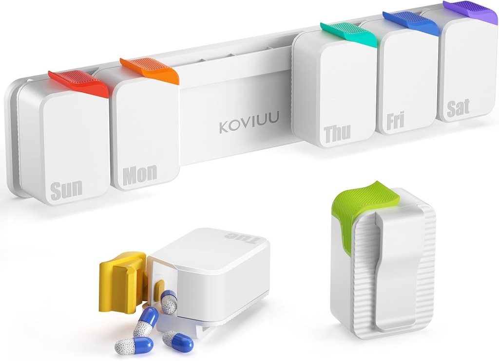 Weekly Pill Organizer, Extra Large Pill Box, Removable Daily Pill Case, Daily Pill Container 7 Day Waterproof, Stickable Medicine Holder Vitamin Case för äldre, Arthrtic Patients, Barn