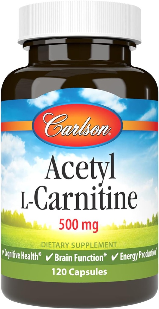 Carlson Labs Acetyl L-karnitiini, 500 mg, 120 kapselia