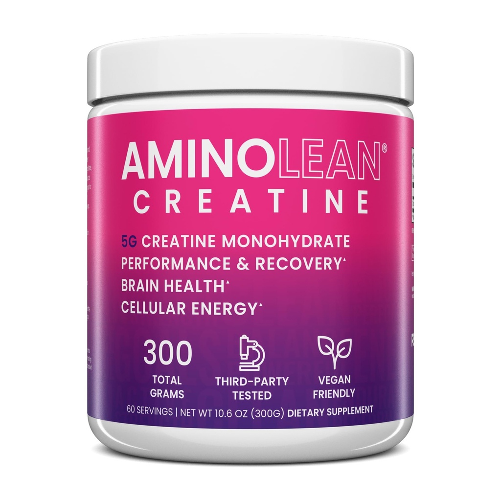 AminoLean Creatiini naisille ja miehille, puhdas Micronized Creatiini Monohydraatti Powder täydennysosa lihasten sävytys, mielialan tuki, energia Boost, ja aivojen terveys, 300g