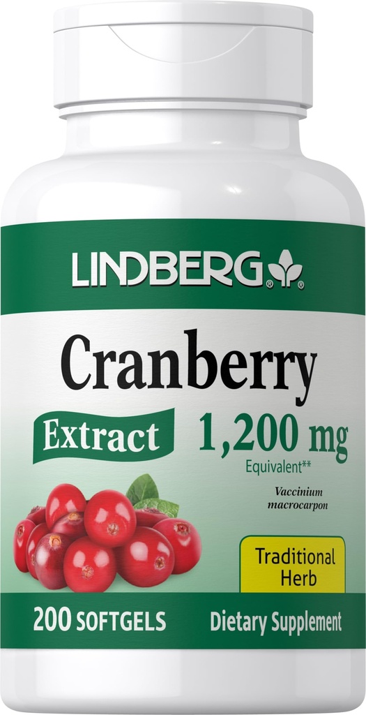 Lindberg Cranberry Pills för kvinnor | 1200mg | 200 Softgels | Traditionell ört | Extrakt Supplement | Non-GMO, Gluten Free