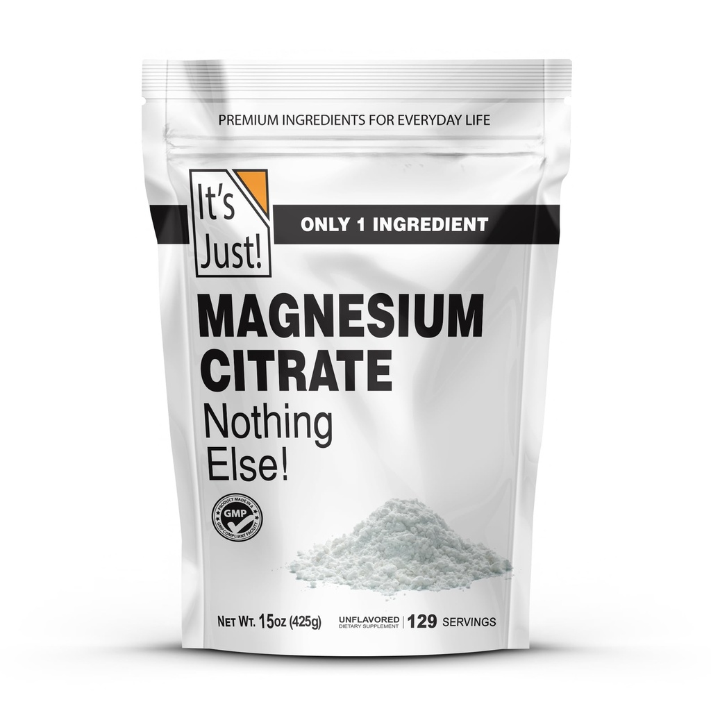 Det är bara - Magnesium Citrate Powder, 15oz, Non-GMO Magnesium Supplement, Unflavored (15oz / 129 Servings)