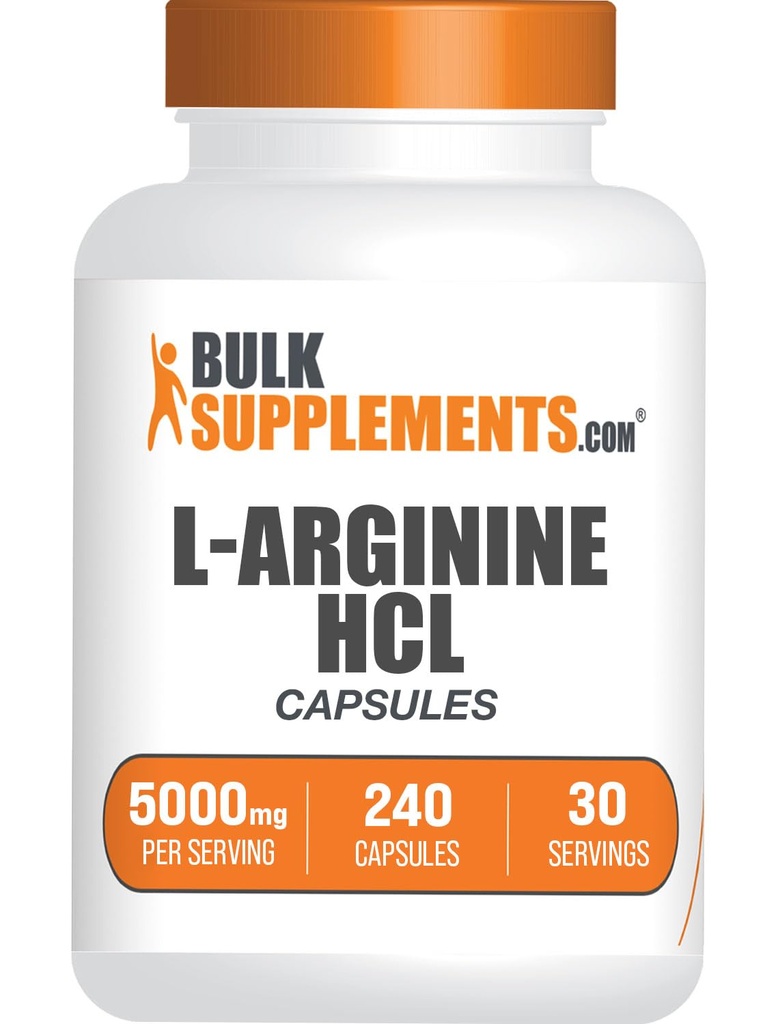 BulkSupplements.com L-arginiini HCl kapselit - Typpioksidi Supplement, Arginiini Supplement - Gluteeniton, 8 kapselia per Serving (5000 mg), 240 Lukumäärä (Pack of 1)