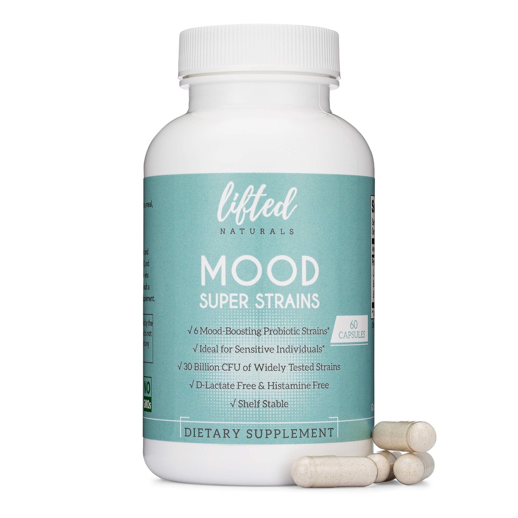 Probiootit - Mood Super Kanta Probiootit - Luonnollisesti tukee Digestio & Mood - Histamine-free Probiootit w/L Rhamnosus GG, Hylly Stable Probiootti Supplement, 60 päivän tarjonta, ei-GMO, Vegan