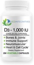 Vitamin D3-1000 IE 25 mcg (Cholecalciferol) Hypoallergent stöd för muskler, ben och tänder, bröst, prostata, kardiovaskulär, kolon och immunhälsa (250 Veggie kapslar)