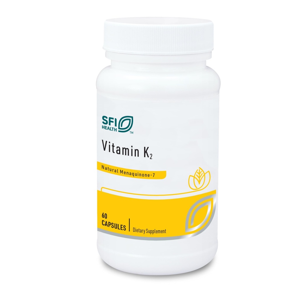 Klaire Labs SFI Health Vitamin K2-50 Microgram som Menaquinone-7 MK-7, No Soy, Gluten eller Dairy (60 kapslar)