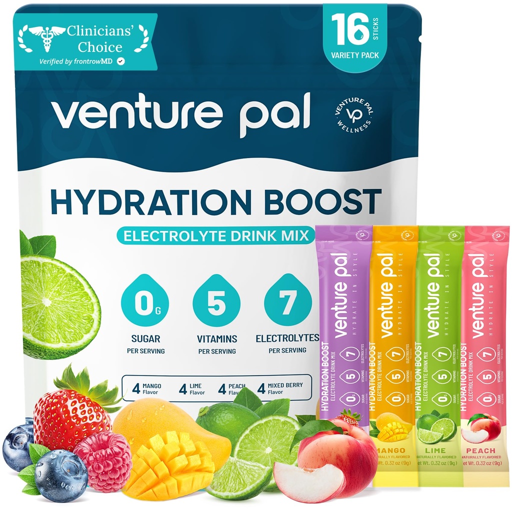 Venture Pal Sugar Free Electrolyte Powder Packets - Liquid Daily IV Hydration Packets 