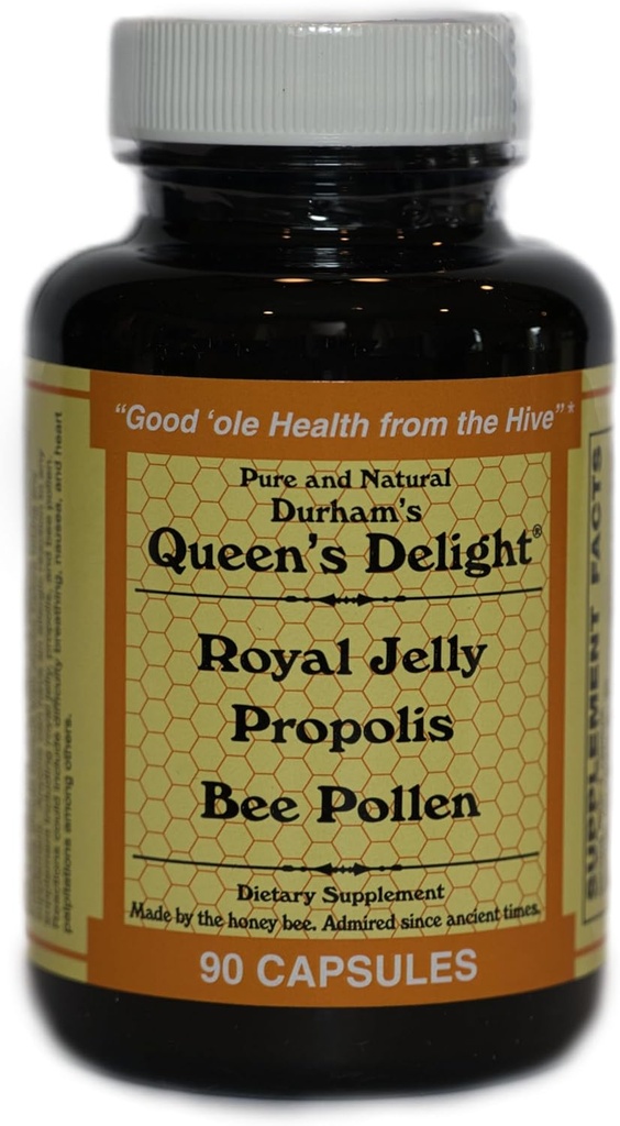 Durham's Queen's Delight (Royal Jelly 1000mg, Propolis 600mg, Beepollen 1500mg) 3 päivä kapselia