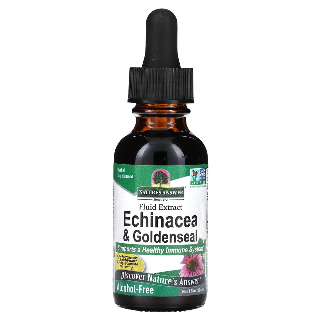 Naturens svar Enchinacea & Goldenseal | Stöder ett hälsosamt immunsystem | Superkoncentrerat rent extrakt | Alkoholfri, glutenfri, Vegan & Kosher certifierad 1oz