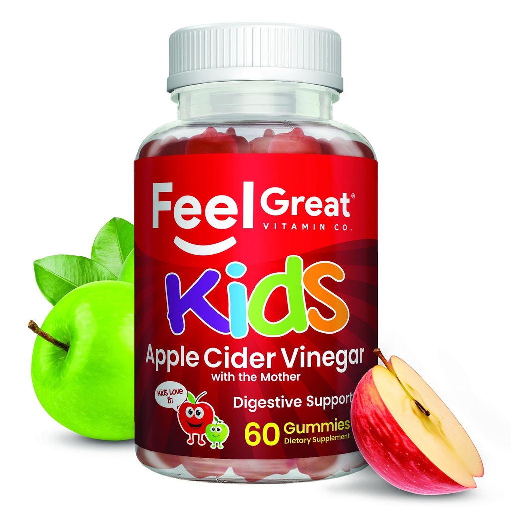 Feel Great Apple Siideri Viinietikka Gummies lapsille ...Rich in digestive Enzymes & Natural Antioxidants for Gut Health...