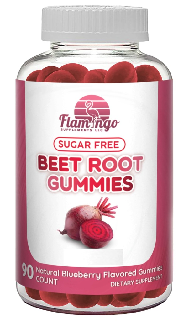 Sugar Free Nitric Oxide Beet Root Gummies - Beet Root Chewables för atletisk prestanda, kväveoxidbooster, energi, blodflöde och cirkulation - 90 Beets Root Gummy Chews.
