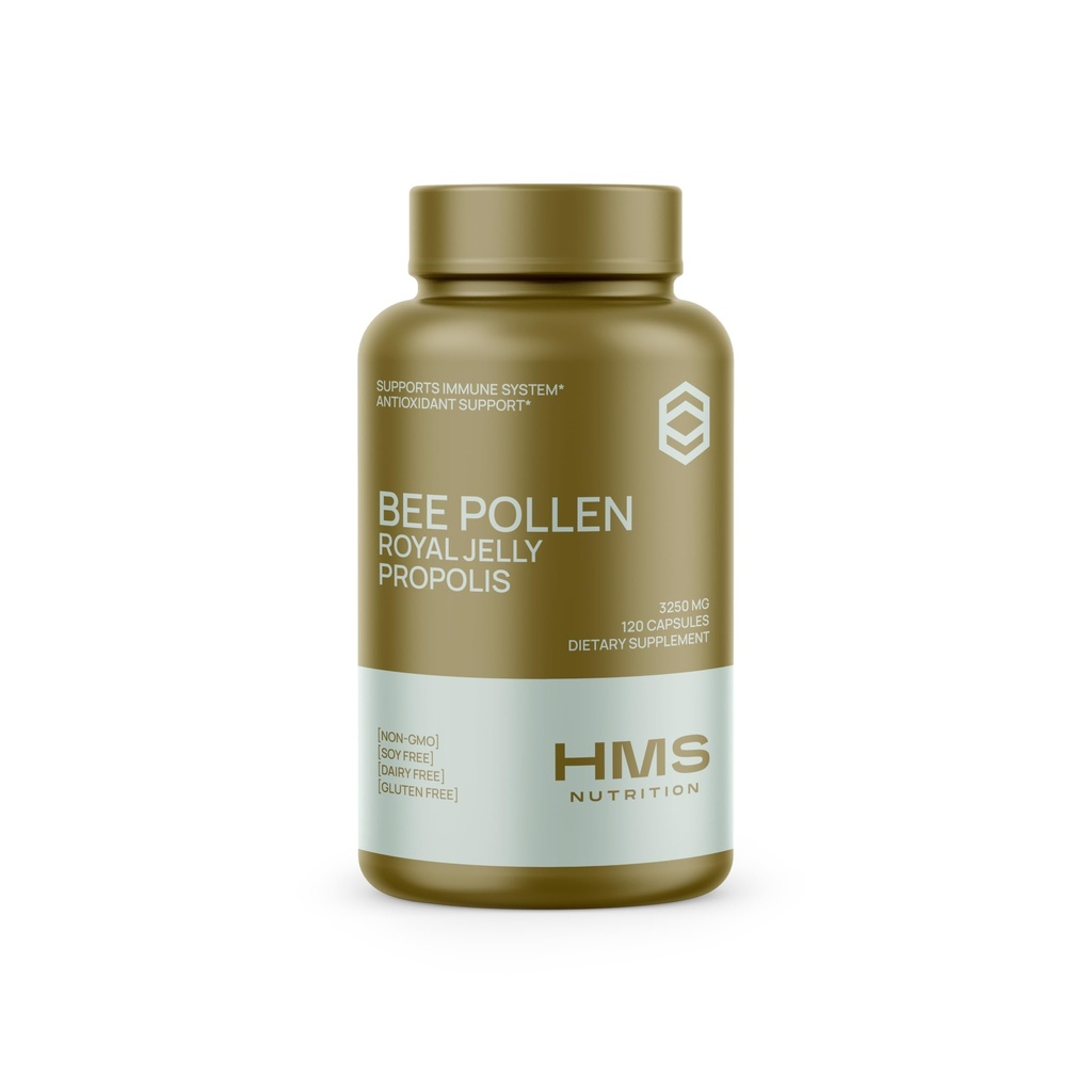 Premium Bee Pollen Daily Dietary Supplement - Sisältää Propolis & Royal Jelly - 3250mg ei-GMO, 120 kasvissyöjä Kapselit - 30 päivän toimitus