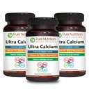Pure Nutrition Ultra Calcium 1000 mg kanssa VIT D3 + K2 . 270 Tabs (90 x pakkaus 3) .