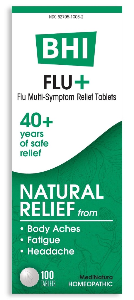 BHI Flunssa + kylmä Multi-Symptom Relief Natural Safe Non-Drowsy Remedy 11 Kohdennetut homeopaattiset vaikuttavat ainesosat kehon särky, väsymys, vilunväristykset & päänsärky - 100 tablettia