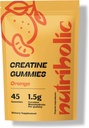 Kreatinmonohydrat Gummies för män och kvinnor - Lätt att gräva, Vegan, Glutenfri, Icke-GMO, 1,5 g Kreatin per Gummy - 45ct (45 greve, orange)