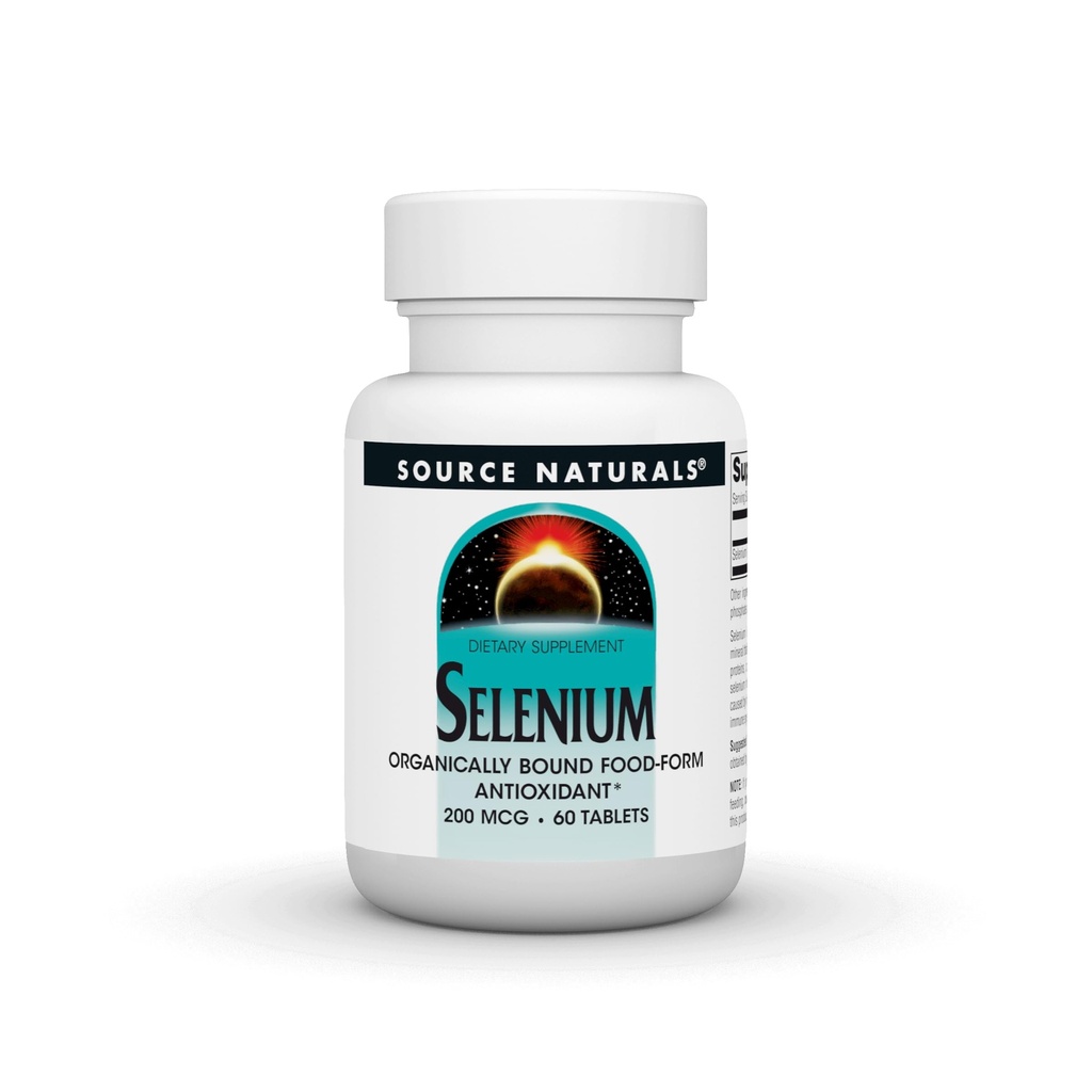 Source Naturals Selenium, Orgaanisesti Bound Food-Form Antioksidantti*, 200 mikrog - 60 tablettia