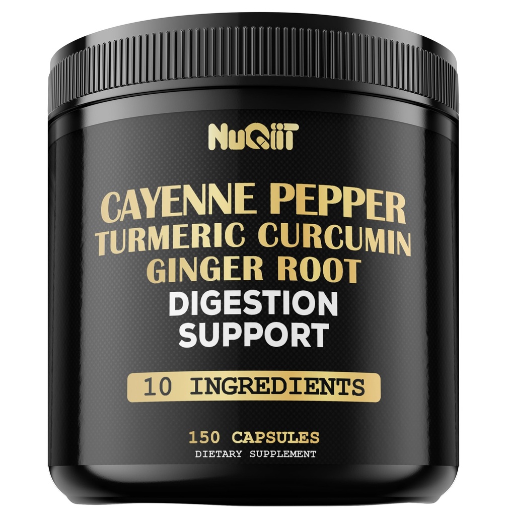 Cayenne Pepper kapslar med gurkmeja Curcumin Root, Ginger Root, Berberine HCl & More - Support Immune System, Digestion, Joint Health & Heart Health - 150 kapslar