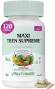 Teini-vitamiinit tytöille 12-17 - Teini-monivitamiini D3, rauta, kalsium, biotiini, sinkki, digestiiviset entsyymit Teini-ikäiset monivitamiinit terveelle iholle, immuuni- ja mielialatuki 120