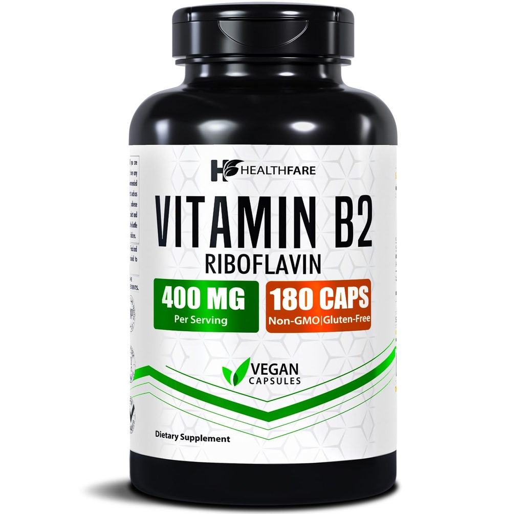 Healthfare B2-vitamiini Riboflaviini 400 mg ... 180 Veg kapselit...