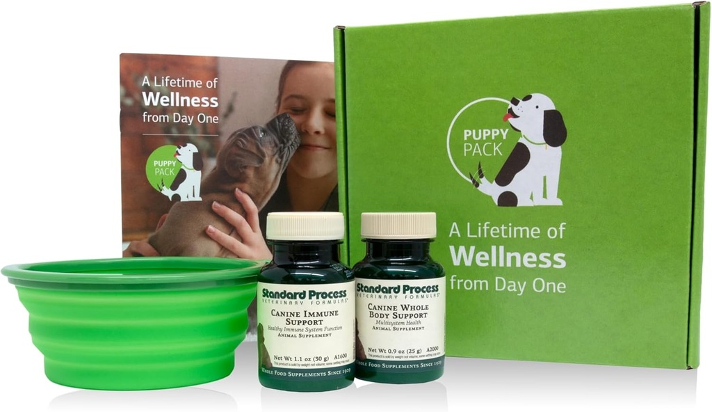 Standard Process Penppy Pack - koiran Immuuni ja koko kehon tuki Powder lisäravinteet - pentu Support Kit koiran koko kehon tuki & koiran immuunijärjestelmä tuki - Sisältää koottava vesikulho