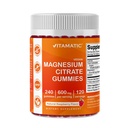 Vitamatic Magnesium Citrate Gummies 600mg per servering - 240 Vegan Gummies - Naturlig Raspberry smak - Hög Absorption Magnesium Supplement - Stöder Nerve, Ben och Muscle Health