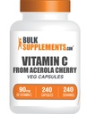 BulkSupplements.com C-vitamiini Acerola Cherry-kapselit - Acerola Cherry C-vitamiinin täydentää - Gluteeniton, 1 kapseli per tarjoilu, 240 Veg-kapselia (paketti 1