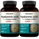 NatureBell 2 Pack Hyaluronic Acid lisäravinteet 2000 mg ... 480 Kokonaiskapselit, joissa MSM & Hydrolysoitua naudan kollageenia... 3 in 1 Tuki ihon nesteytykseen, nivelvoiteluun, hiuksiin ja silmien terveyteen