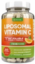 DACHA Luonnollinen liposomaalinen C-vitamiini - 1700 mg, 200 kapselia, immuunijärjestelmä ja kollageeni Booster, suuri imeytyminen rasvaliukoinen VIT C, puskuroidut, ihovitamiinit, kasvissyöjä, vegaaninen