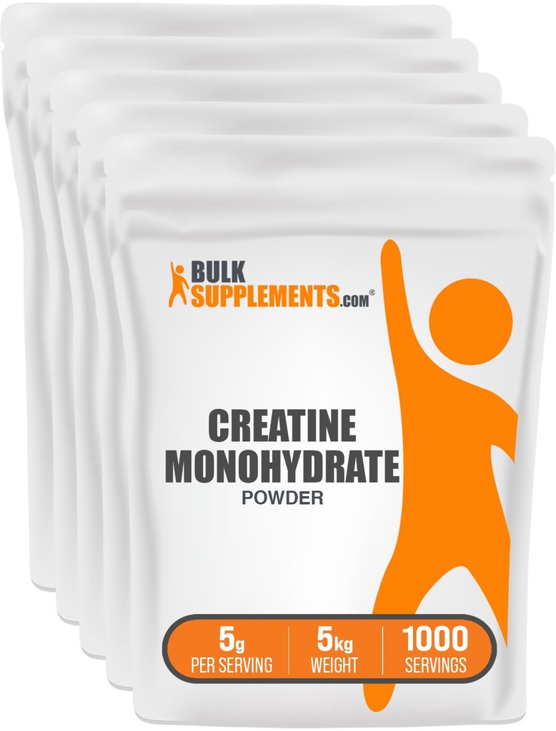 BulkSupplements.com Creatiini Monohydraatti Powder - Creatiini Supplement, Micronized Creatiini, Creatiinijauhe - makuton & Gluteeniton, 5g (5000 mg) per tarjoilut, 5kg (11 lbs) (pakkaus 5)