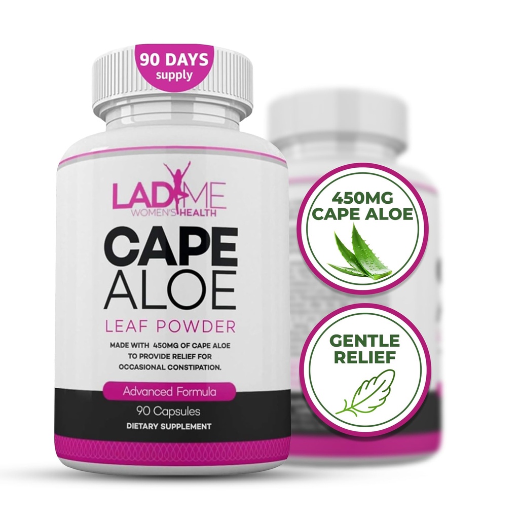 Pure Cape Aloe Herbal Laxative for Ummetus Relief - Terve Bowel Movement - Natural Colon Cleanse & Detox Dietary Supplement - erityisesti suunnitellut naisille Ladyme - 90 kapselia