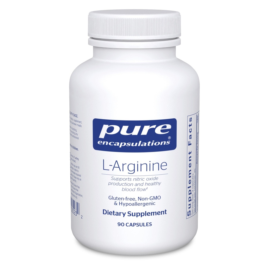 Pure Capsulations L-arginiini - 1400 mg - Support Typpioksidin tuotanto - Heart Health & Blood Flow - Gluteeniton & ei-GMO - 90 kapselia