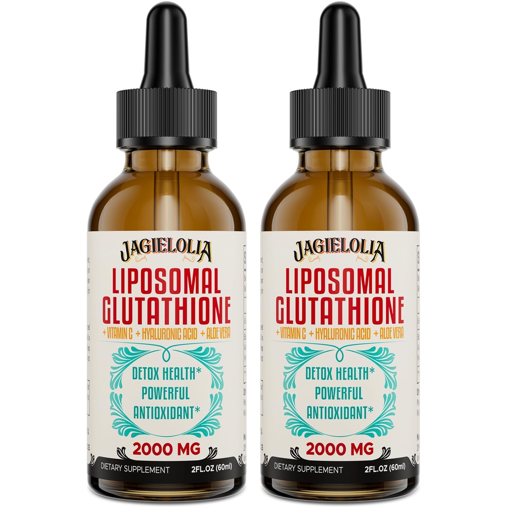 Liposomal Glutatione Liquid 2000MG ... Antioksidantti Detox Supplement for Women & Men, Ikääntyminen puolustus, maksan toiminta & energia, hyaluronihappo + Aloe Vera + C-vitamiini, Natural & Vegan, 4 FL.OZ