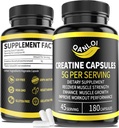 Micronized Creatine Monohydraattikapselit, 5 000 mg per tarjoilu, hyödyllinen lihasten kasvua, energia Boost, Creatiini pillerit Sopii miehille & naisille, ei-GMO, Gluteeniton, 180 kapselia