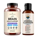 AMANDEAN Premium Brain Health Supplement & Liposomal Glutathione Bundle. Triple Formel med Magnesium L-Threonate, USA-Grown Organic Lion's Mane 6:1 Extract och Alpha-GPC. Support Cognition, Focus &