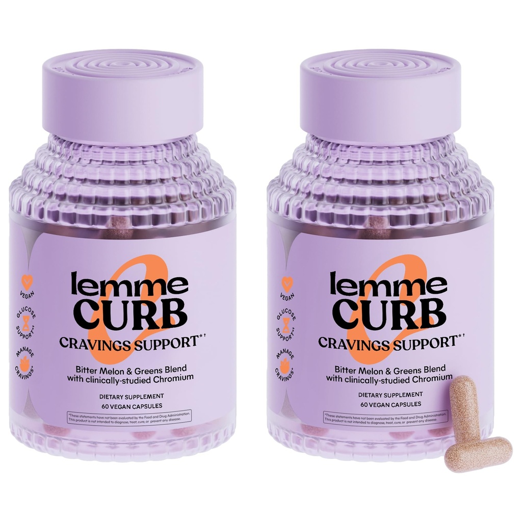 Lemme Curb - Cravings, Parantaa carb aineenvaihduntaa, painonhallinta tuki, kliinisesti tutkittu kromi Picolinate, Bitter Melon, Ceylon Cinnamon & Greens Superfood - 60 Count (Pakkaus 2)