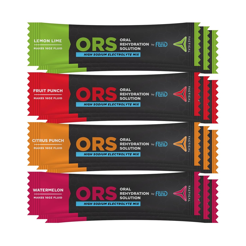 Fluid Tactical - ORS (Oraalin nesteytysliuos), Recover Faster, Extreme Dehydration Electrolytes, 12pack (4 Flavor Variety Pack)