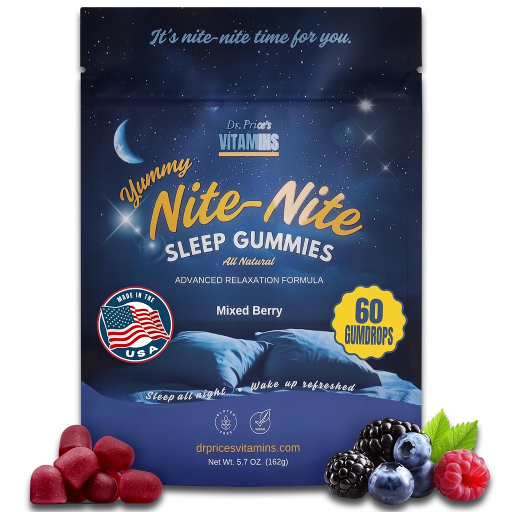 Tohtori Price Sleep Gummies for Aikuinen 3 mg Melatoniini, L- Theanine, GABA & Herbal Blend