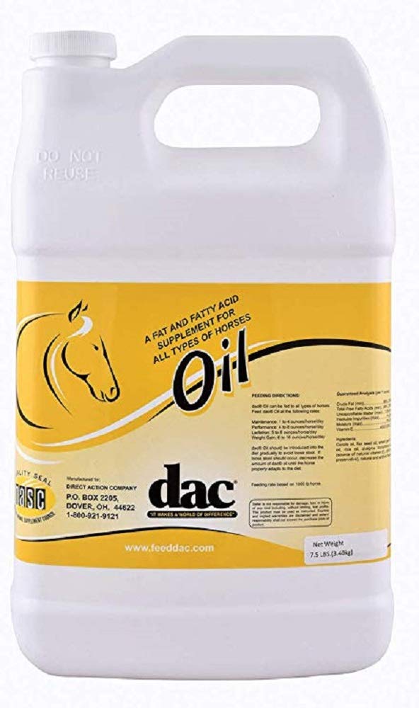 DAC Oil Gallon Jug Horse Weight Gain Calorie Fatty Acid Coat Skin Health Supplement