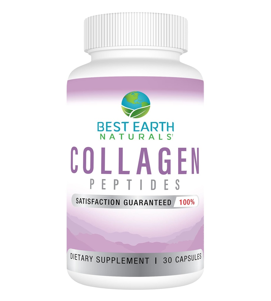 Best Earth Naturals Hydrolysed Collagen tyyppi I & III - Collagen Peptides täydentää naisten ja miesten tukea hiukset, iho, kynnet, & nivelet 30 päivän tarjonta (30 kapselia)