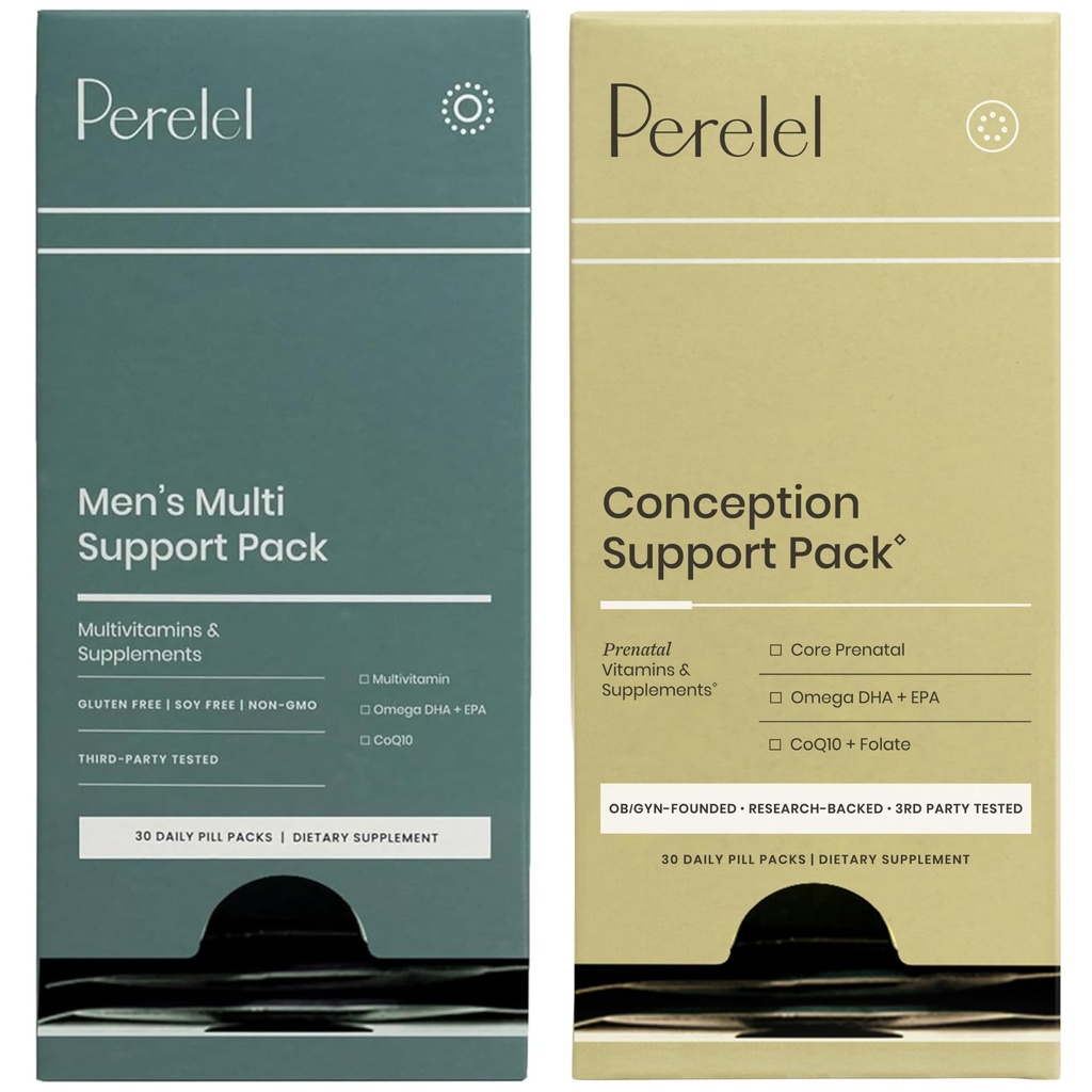 Perel Conception Support Pack & Mäns Multi Support Pack, Prenatal Multivitamin för fertilitet Wellness & Daily Multivitamin för Mäns Wellness, 60 Daily Pill Packs