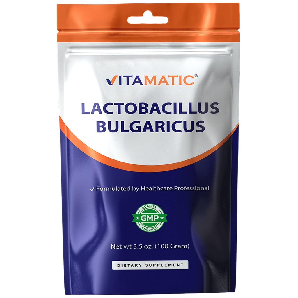 Vitamatic Lactobacillus Bulgaricus Probioottijauhe - Ruoansulatuskanavan tuki - 100 Gram (3. 5 OZ) - 100 tarjoilua