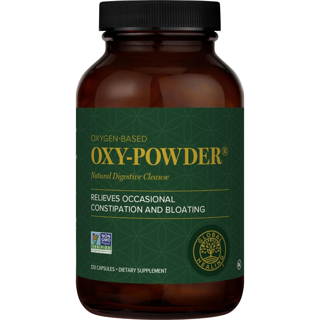 Global Healing Center Oxy-Powder Oxygen Based Safe and Natural Colon Cleanser and Relief from Occasional Constipation (120 kapslar) (Packaging kan variera)