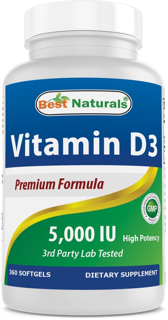 Best Naturals D3-vitamiini 5000 IU 360 Softgels