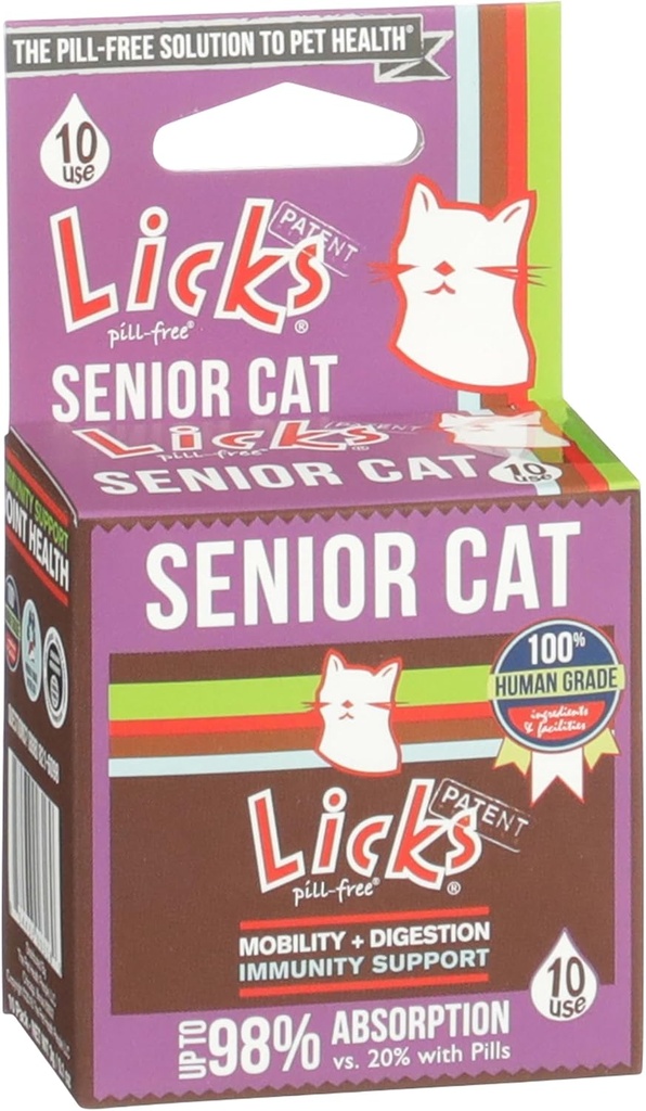 Nuolet Pill-free Senior Cat - Joint Support & Digestion Supplement Senior Cats - Immuniteetti Vitamiinit & Heart Health Lisäravinteet Vanhemmat Kissat - Gel Packets - 10 Käyttö