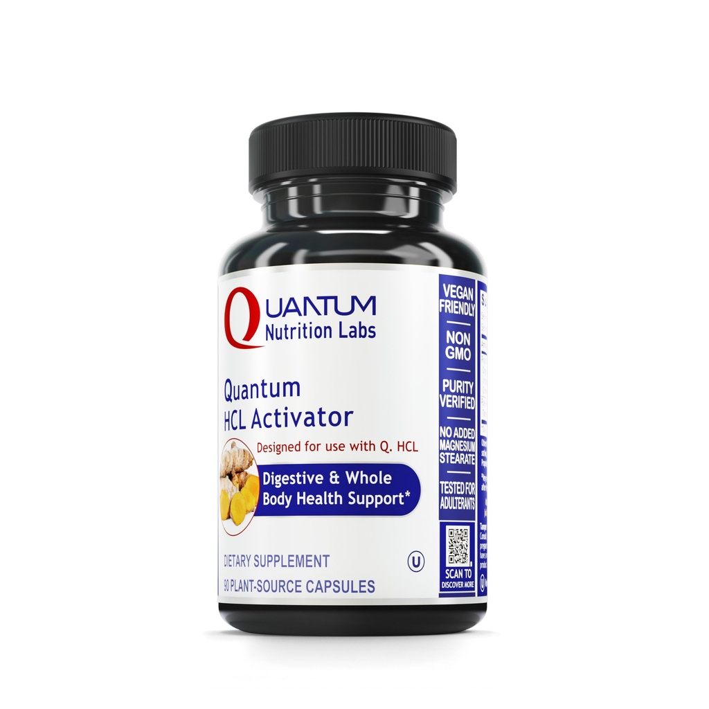 Quantum Nutrition Labs HCL Activator - Pepsin Dgestive Enzymes Supplement for Optimal Digestive Function for Men & Women, Alhainen Vatsahappo, Ravintolisä Imeytyminen - 90 Kasvissyöjän kapselit