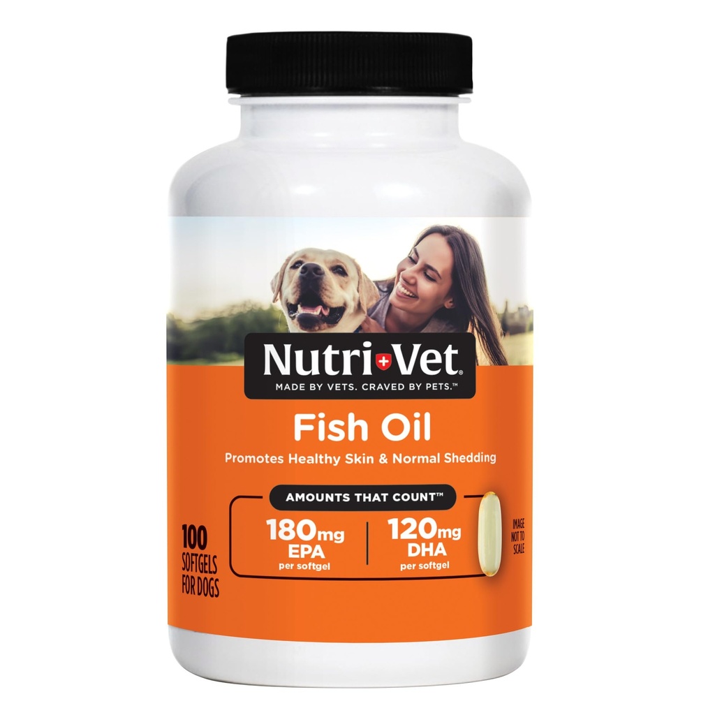 Nutri-Vet Fish Oil täydennysosa koirille, Omega 3, Kalaöljy koirille, Lemmikkieläin tarvikkeet, Lemmikki vitamiinit ja lisäravinteet, EPA DHA Formula, pentu vitamiinit, Shed Control, Uusi pentu Essentials, 100 kreivi