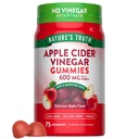Naturens sanning Apple Cider Vinegar Gummies | 600 mg | 75 Gummies | Apple Flavor | Vegan, icke-GMO, Gluten Free Supplement
