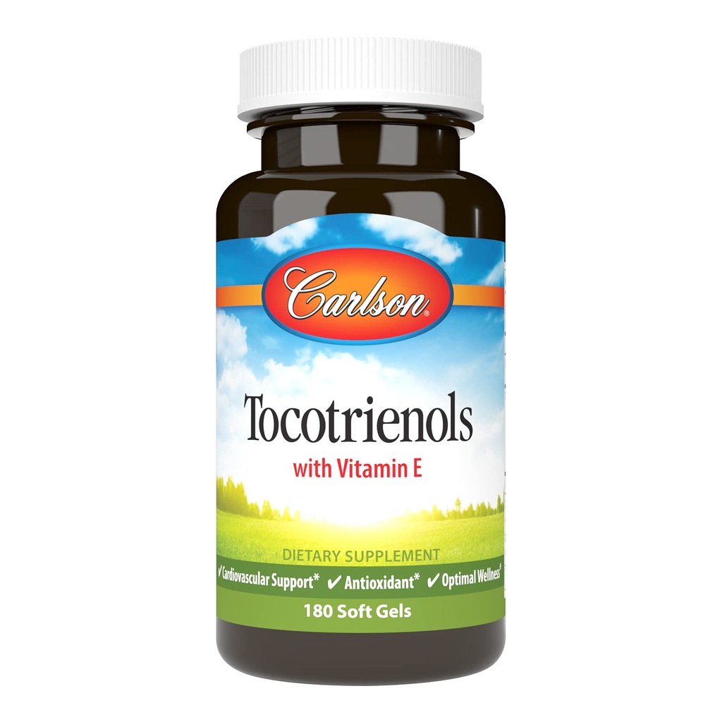 Carlson - Tokotrienolit, 40 mg, Natural-Source E-vitamiini, Gamma, Alpha, Delta, Beta, kestävästi Lähde, 180 Softgels