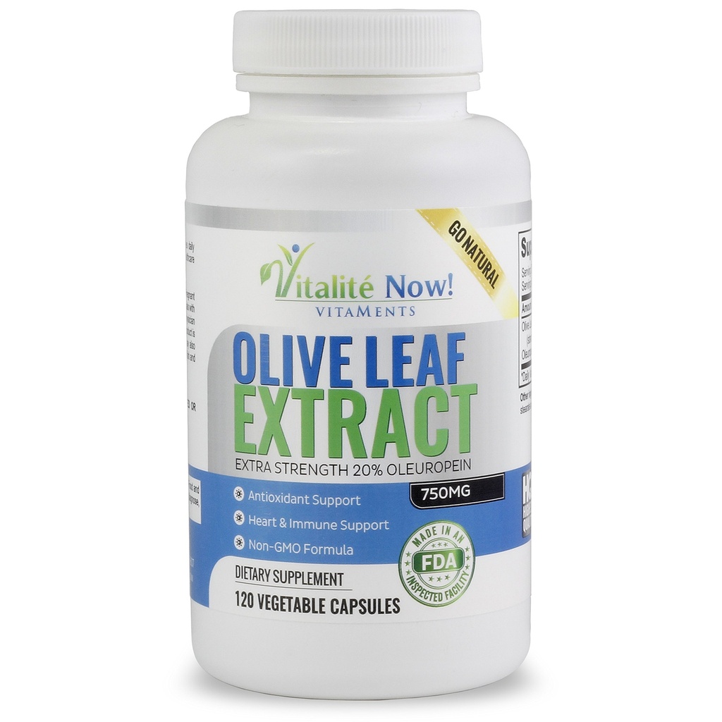 Super Strength Best Olive Leaf Extract (ei-GMO) - 20% Oleuropein - Immunosupport Supplement - Enintään 4 kuukautta - 750 mg kapselit - kasvissyöjä - 120 Count